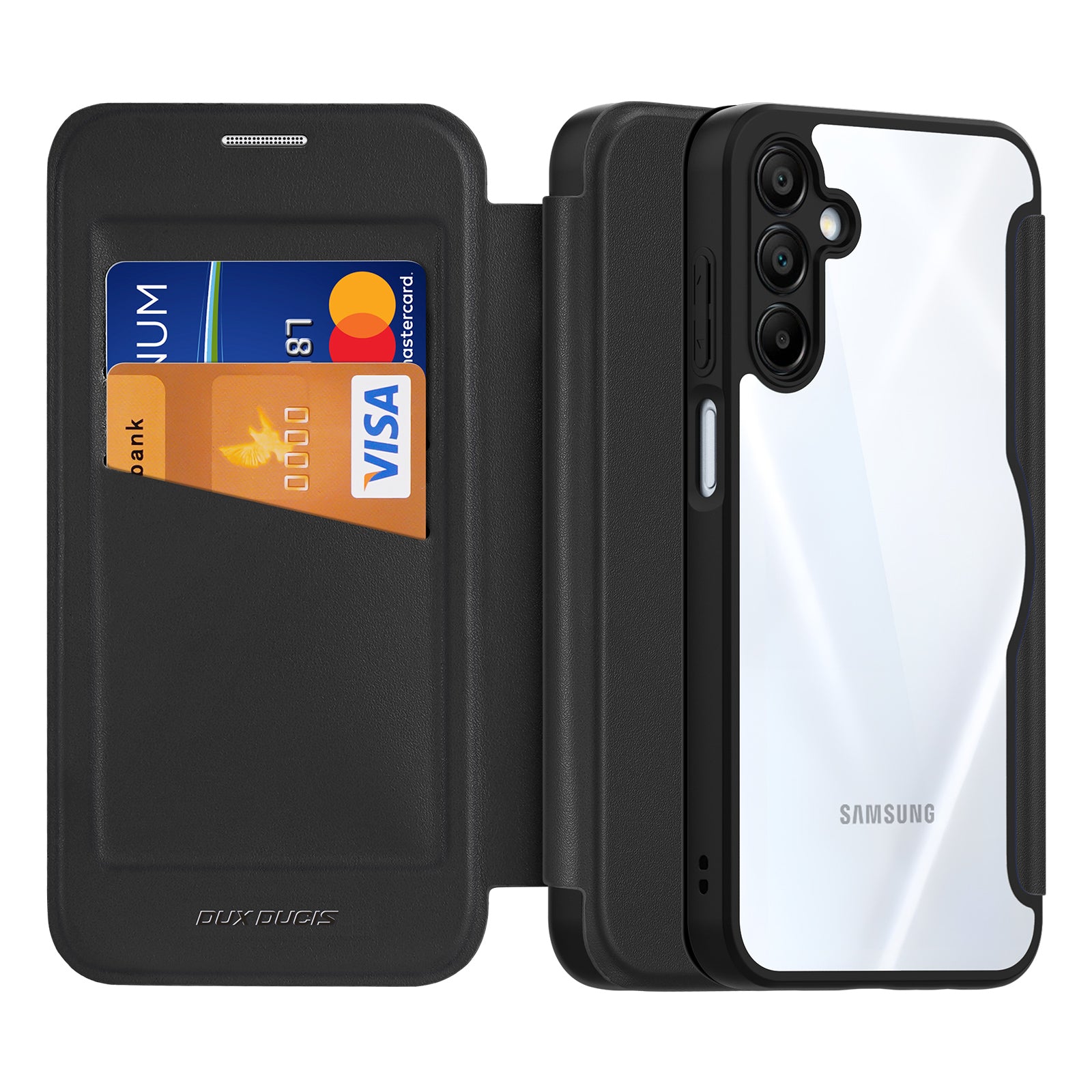 For Samsung Galaxy A16 4G / Galaxy A16 5G Case DUX DUCIS Skin X Pro Series Leather Flip Cover Stand with Card Slots - Black