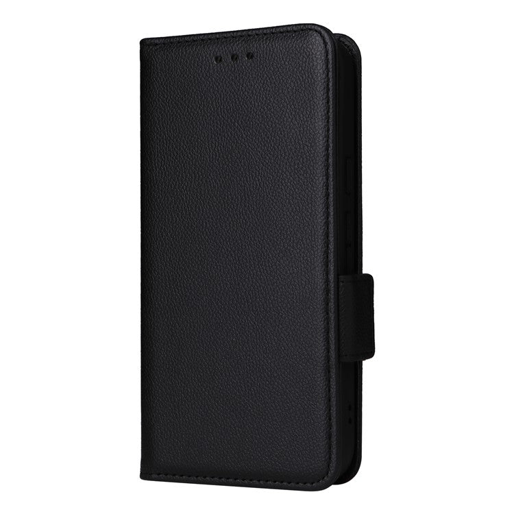 For Google Pixel 9a Case Litchi Texture PU Leather Wallet Flip Phone Cover - Black