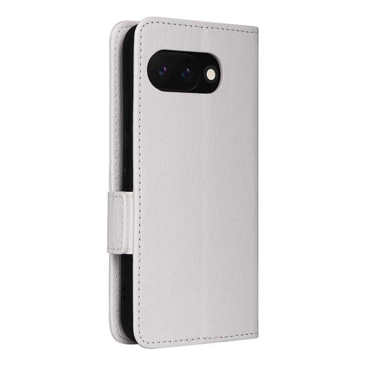 For Google Pixel 9a Case Litchi Texture PU Leather Wallet Flip Phone Cover - White