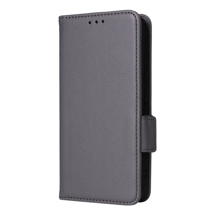 For Google Pixel 9a Case Litchi Texture PU Leather Wallet Flip Phone Cover - Grey