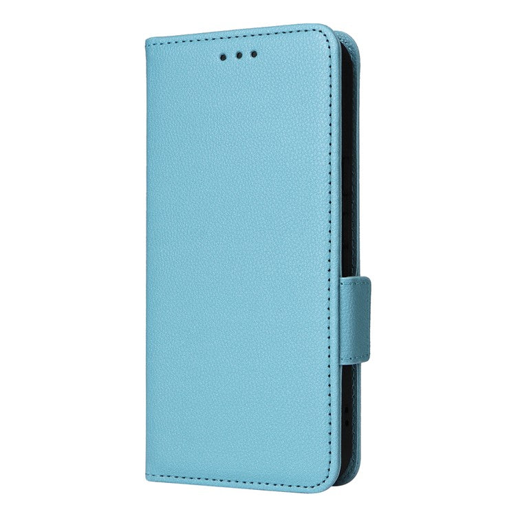 For Google Pixel 9a Case Litchi Texture PU Leather Wallet Flip Phone Cover - Baby Blue