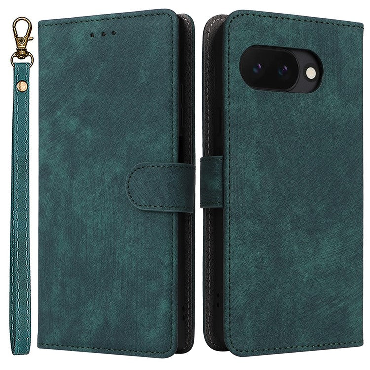 For Google Pixel 9a Wallet Case RFID Blocking PU Leather Cover Stand View - Green