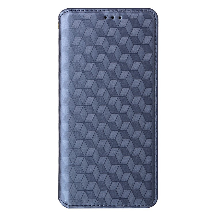 For Google Pixel 9a Wallet Case Rhombus Imprinted Leather Phone Cover - Blue