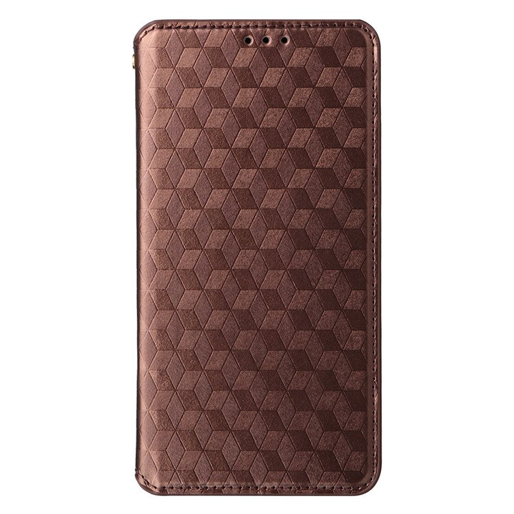 For Google Pixel 9a Wallet Case Rhombus Imprinted Leather Phone Cover - Brown