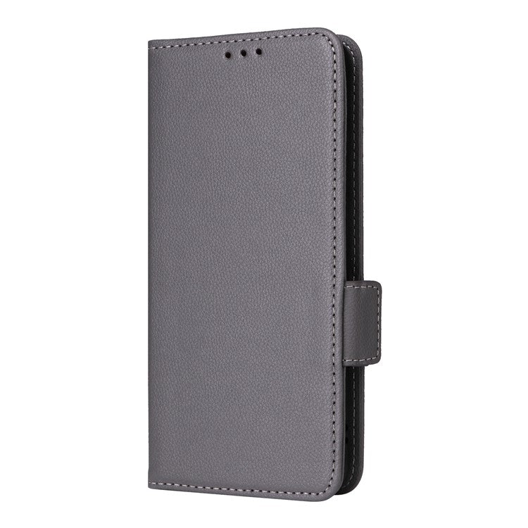 For vivo X200 5G Case Litchi Texture PU Leather Wallet Flip Phone Cover - Grey