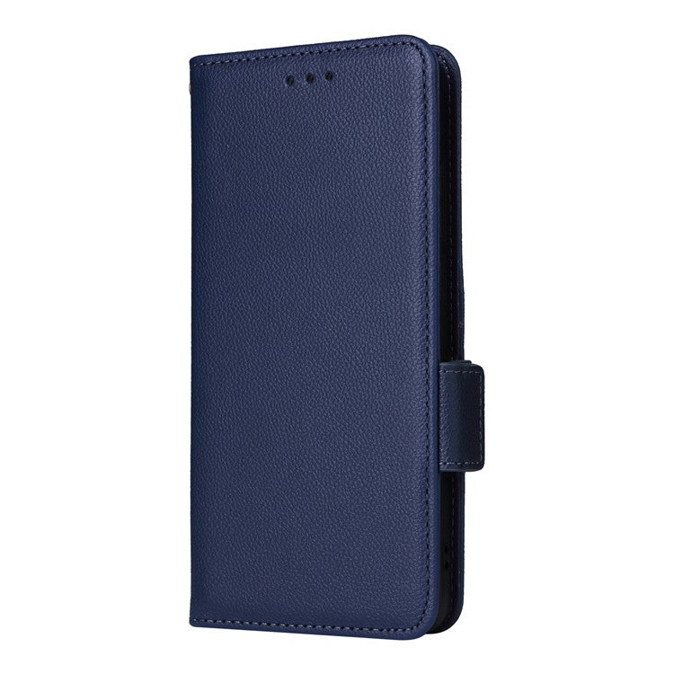 For vivo X200 5G Case Litchi Texture PU Leather Wallet Flip Phone Cover - Dark Blue