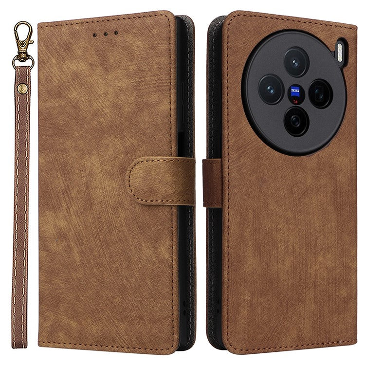 For vivo X200 5G Wallet Case RFID Blocking PU Leather Cover Stand View - Brown