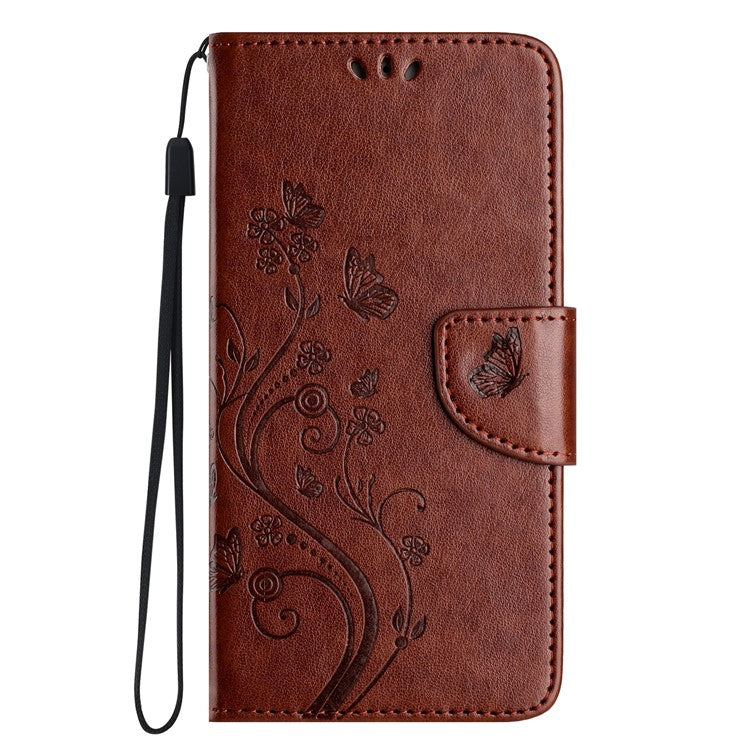 Phone Case For Xiaomi Redmi 14C 4G / 14R 5G / Poco C75 4G Imprinted Mini Butterfly Leather Wallet Phone Cover - Brown