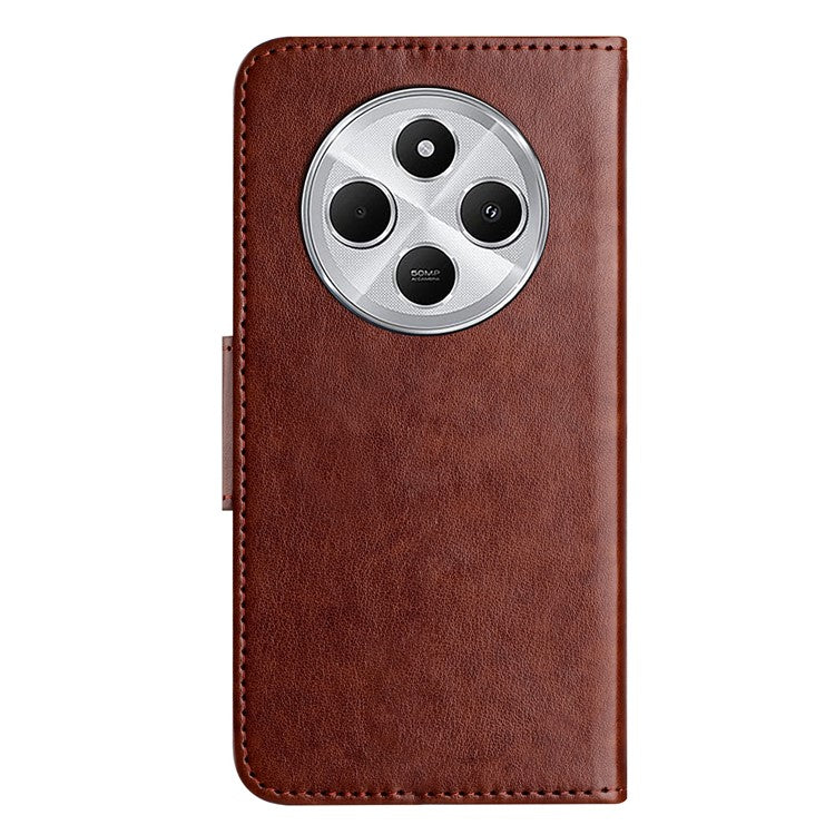 Phone Case For Xiaomi Redmi 14C 4G / 14R 5G / Poco C75 4G Imprinted Mini Butterfly Leather Wallet Phone Cover - Brown