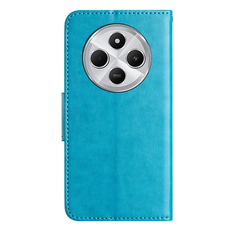 Phone Case For Xiaomi Redmi 14C 4G / 14R 5G / Poco C75 4G Imprinted Mini Butterfly Leather Wallet Phone Cover - Blue