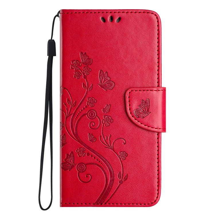 Phone Case For Xiaomi Redmi 14C 4G / 14R 5G / Poco C75 4G Imprinted Mini Butterfly Leather Wallet Phone Cover - Red