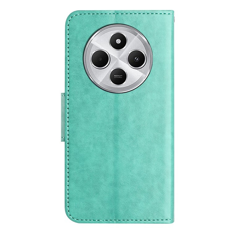 Phone Case For Xiaomi Redmi 14C 4G / 14R 5G / Poco C75 4G Imprinted Mini Butterfly Leather Wallet Phone Cover - Green