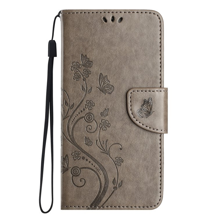 Phone Case For Xiaomi Redmi 14C 4G / 14R 5G / Poco C75 4G Imprinted Mini Butterfly Leather Wallet Phone Cover - Grey