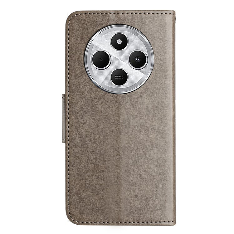 Phone Case For Xiaomi Redmi 14C 4G / 14R 5G / Poco C75 4G Imprinted Mini Butterfly Leather Wallet Phone Cover - Grey