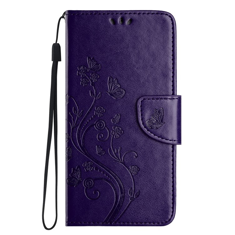 Phone Case For Xiaomi Redmi 14C 4G / 14R 5G / Poco C75 4G Imprinted Mini Butterfly Leather Wallet Phone Cover - Dark Purple