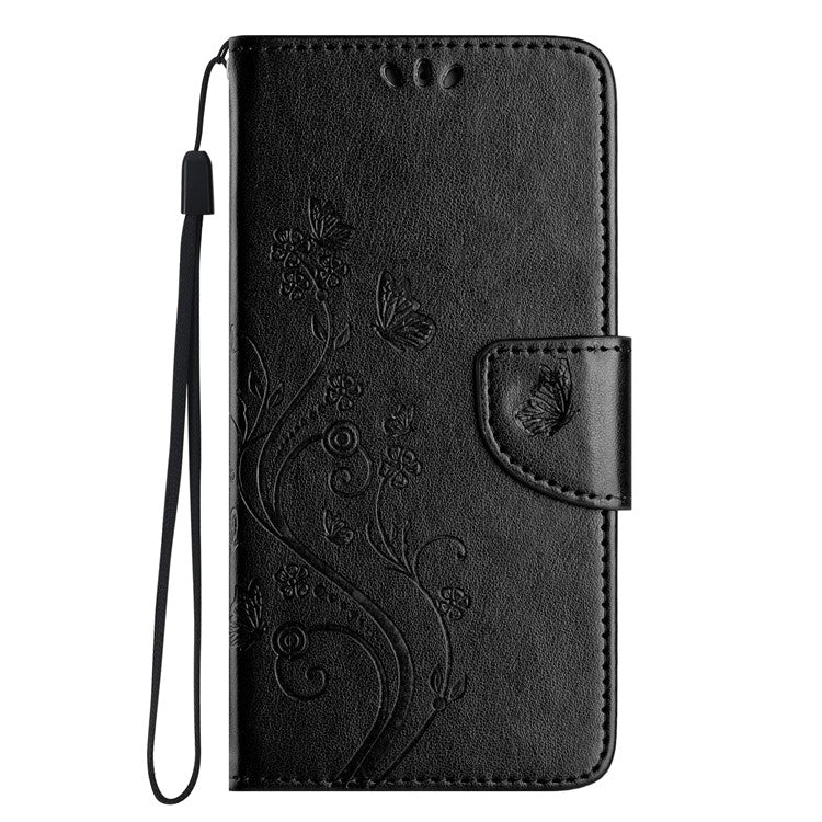 Phone Case For Xiaomi Redmi 14C 4G / 14R 5G / Poco C75 4G Imprinted Mini Butterfly Leather Wallet Phone Cover - Black