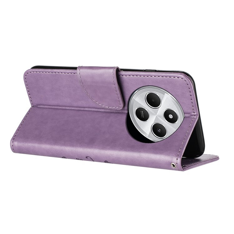 Phone Case For Xiaomi Redmi 14C 4G / 14R 5G / Poco C75 4G Imprinted Mini Butterfly Leather Wallet Phone Cover - Purple