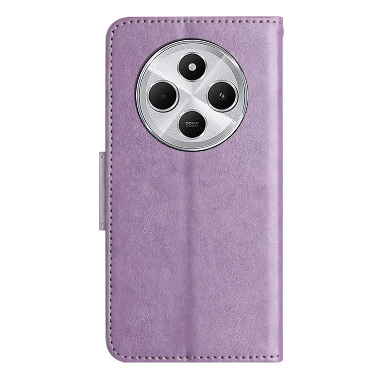 Phone Case For Xiaomi Redmi 14C 4G / 14R 5G / Poco C75 4G Imprinted Mini Butterfly Leather Wallet Phone Cover - Purple