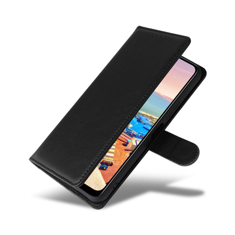 For vivo Y02s 4G / Y56 5G / Y16 4G Case Wallet Stand View PU Leather Phone Cover - Black