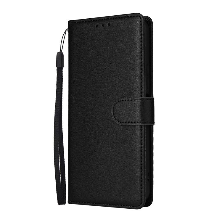 For vivo Y02s 4G / Y56 5G / Y16 4G Case Wallet Stand View PU Leather Phone Cover - Black