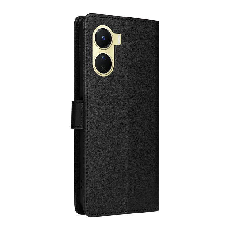 For vivo Y02s 4G / Y56 5G / Y16 4G Case Wallet Stand View PU Leather Phone Cover - Black