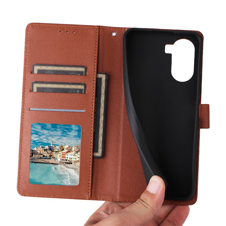 For vivo Y02s 4G / Y56 5G / Y16 4G Case Wallet Stand View PU Leather Phone Cover - Brown