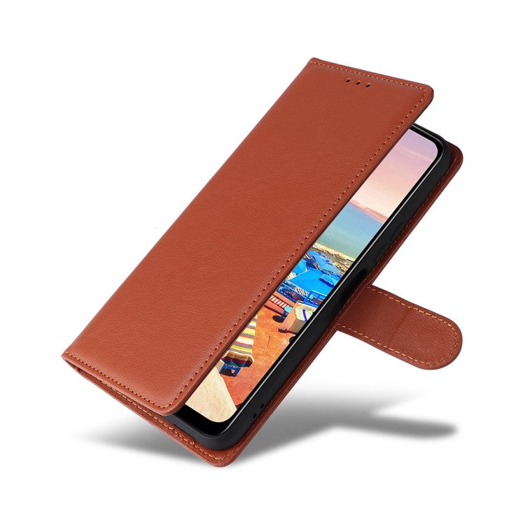 For vivo Y02s 4G / Y56 5G / Y16 4G Case Wallet Stand View PU Leather Phone Cover - Brown