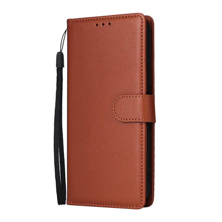 For vivo Y02s 4G / Y56 5G / Y16 4G Case Wallet Stand View PU Leather Phone Cover - Brown