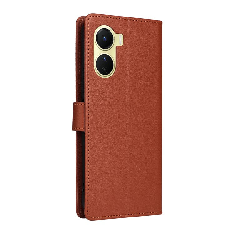 For vivo Y02s 4G / Y56 5G / Y16 4G Case Wallet Stand View PU Leather Phone Cover - Brown