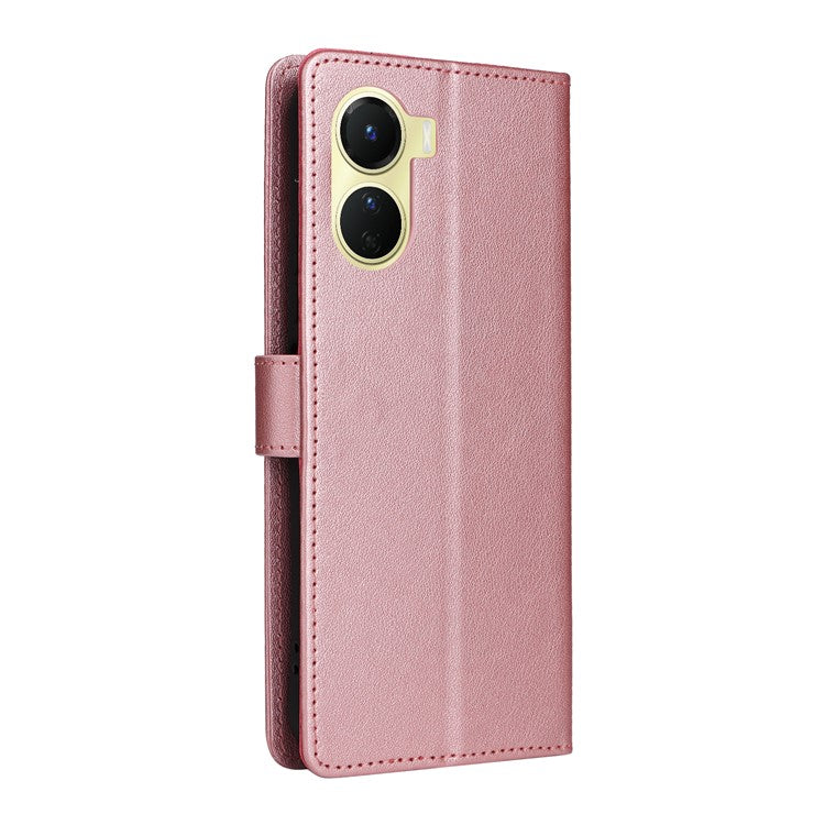 For vivo Y02s 4G / Y56 5G / Y16 4G Case Wallet Stand View PU Leather Phone Cover - Rose Gold