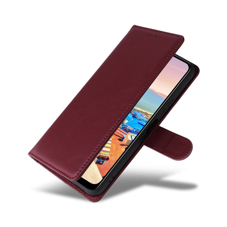 For vivo Y02s 4G / Y56 5G / Y16 4G Case Wallet Stand View PU Leather Phone Cover - Wine Red