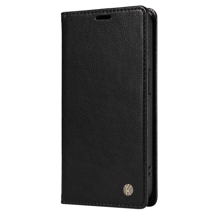 YIKATU YK-006 For Xiaomi Redmi Note 14 5G Case Magnetic Closure Leather Phone Cover Litchi Texture - Black