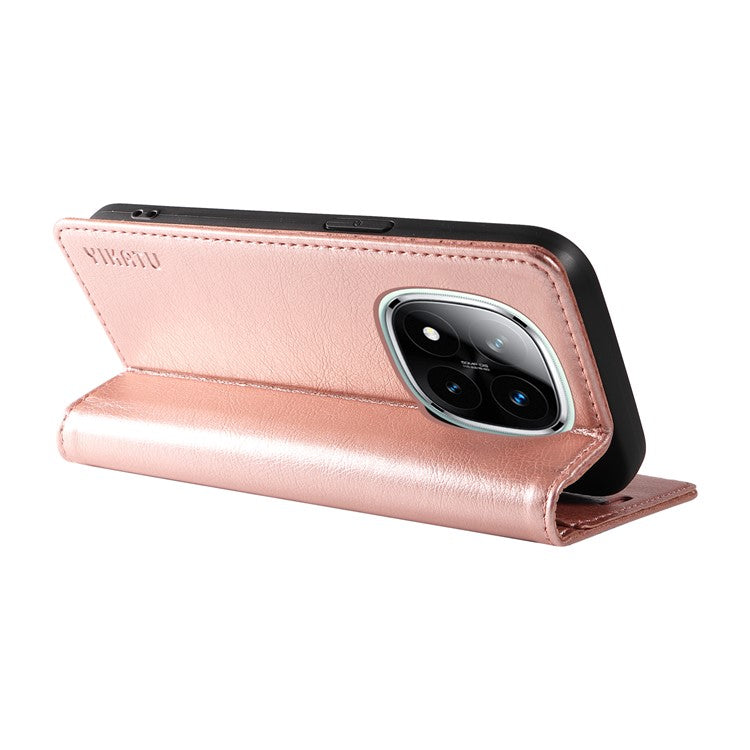 YIKATU YK-006 For Xiaomi Redmi Note 14 5G Case Magnetic Closure Leather Phone Cover Litchi Texture - Rose Gold