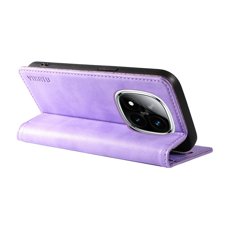 YIKATU YK-006 For Xiaomi Redmi Note 14 5G Case Magnetic Closure Leather Phone Cover Litchi Texture - Purple