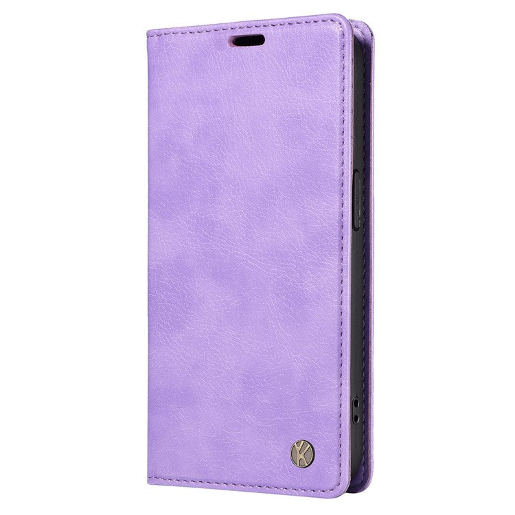 YIKATU YK-006 For Xiaomi Redmi Note 14 5G Case Magnetic Closure Leather Phone Cover Litchi Texture - Purple