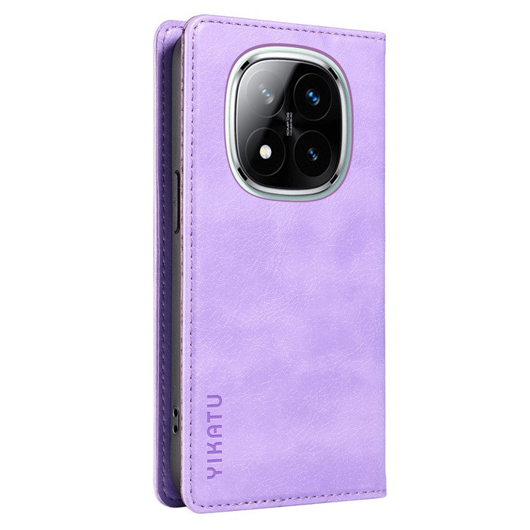 YIKATU YK-006 For Xiaomi Redmi Note 14 5G Case Magnetic Closure Leather Phone Cover Litchi Texture - Purple