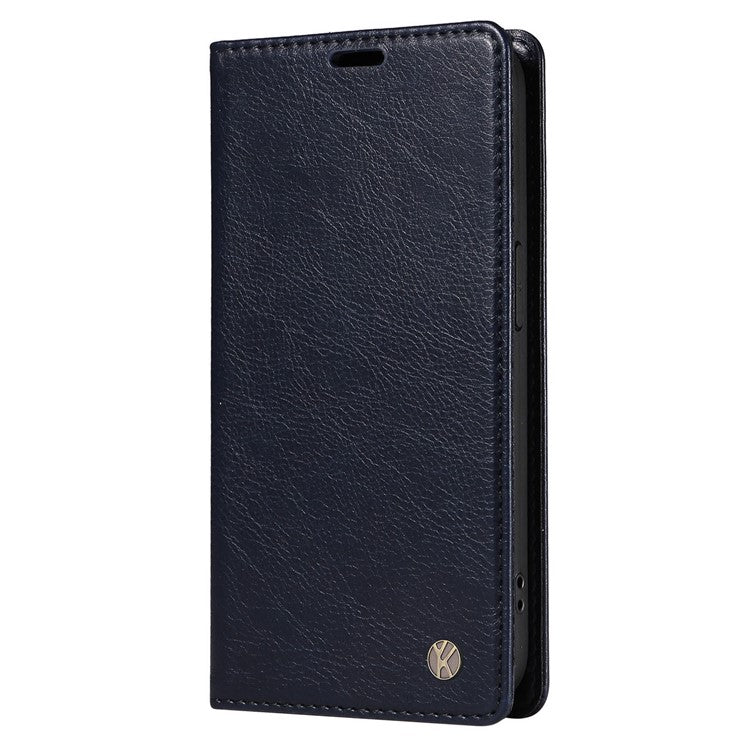 YIKATU YK-006 For Xiaomi Redmi Note 14 5G Case Magnetic Closure Leather Phone Cover Litchi Texture - Navy Blue