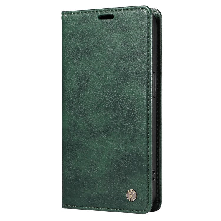 YIKATU YK-006 For Xiaomi Redmi Note 14 5G Case Magnetic Closure Leather Phone Cover Litchi Texture - Green