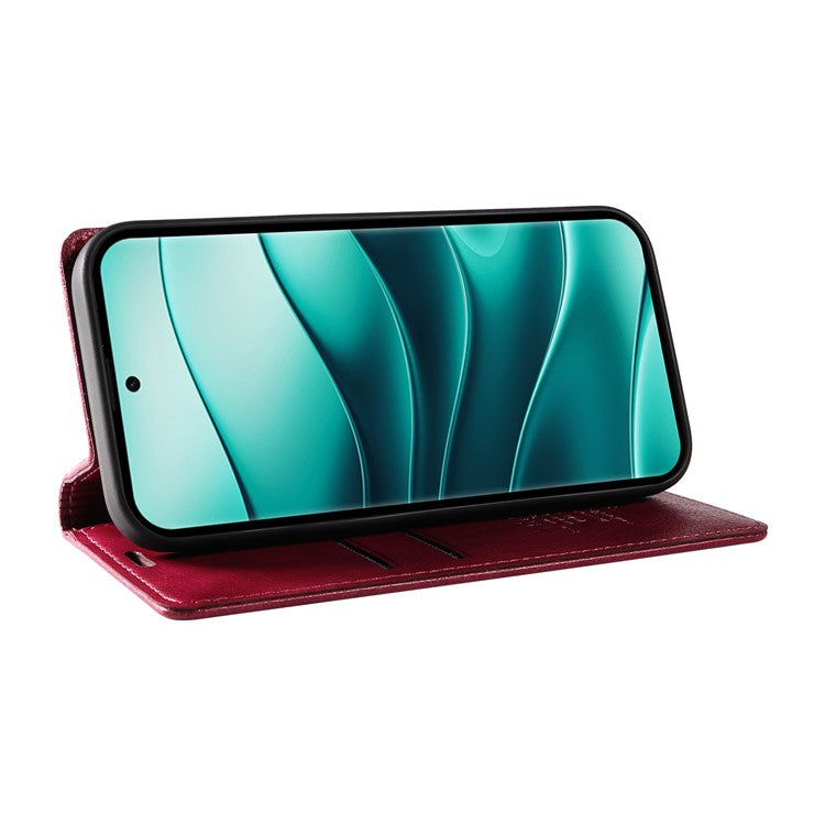 YIKATU YK-006 For Xiaomi Redmi Note 14 5G Case Magnetic Closure Leather Phone Cover Litchi Texture - Wine Red