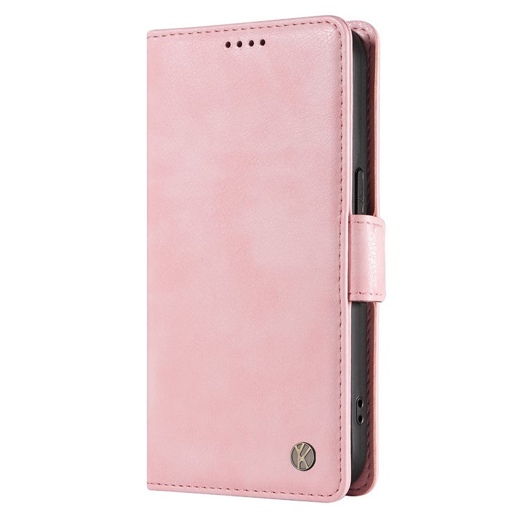 YIKATU YK-007 For Xiaomi Redmi Note 14 5G Case Side Buckle PU Leather Phone Cover Litchi Texture - Pink