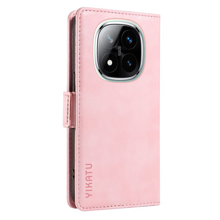 YIKATU YK-007 For Xiaomi Redmi Note 14 5G Case Side Buckle PU Leather Phone Cover Litchi Texture - Pink