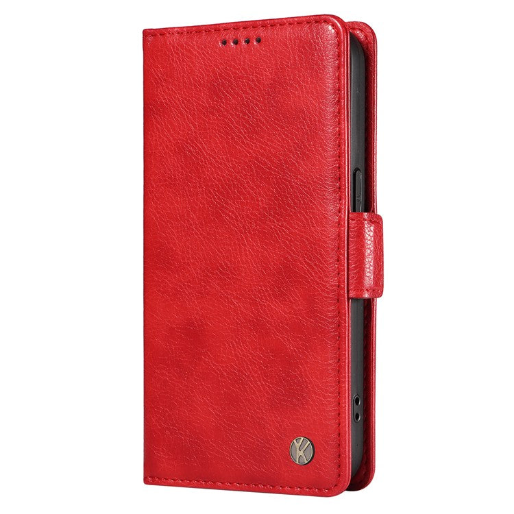 YIKATU YK-007 For Xiaomi Redmi Note 14 5G Case Side Buckle PU Leather Phone Cover Litchi Texture - Red