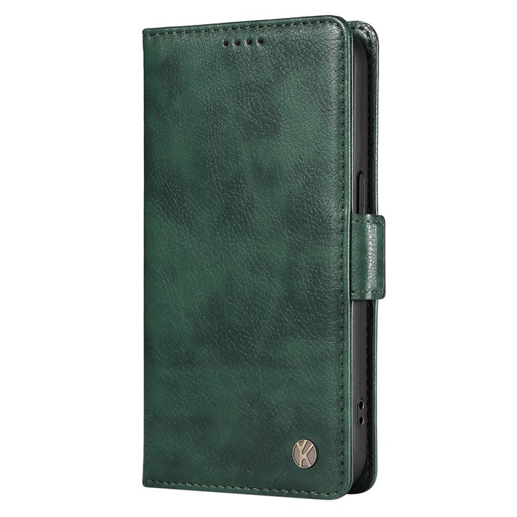 YIKATU YK-007 For Xiaomi Redmi Note 14 5G Case Side Buckle PU Leather Phone Cover Litchi Texture - Green