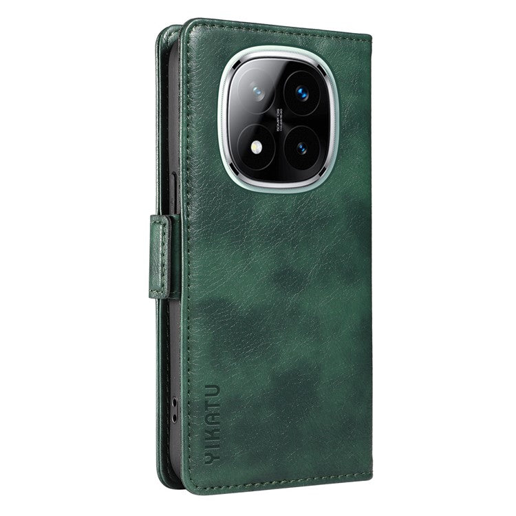 YIKATU YK-007 For Xiaomi Redmi Note 14 5G Case Side Buckle PU Leather Phone Cover Litchi Texture - Green