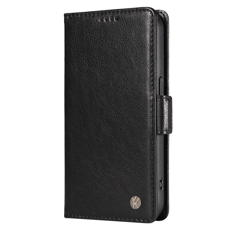 YIKATU YK-007 For Xiaomi Redmi Note 14 5G Case Side Buckle PU Leather Phone Cover Litchi Texture - Black