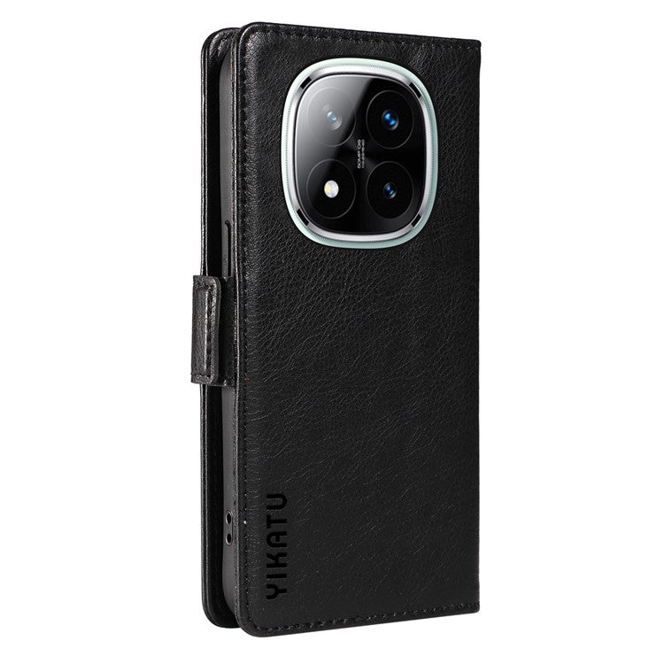 YIKATU YK-007 For Xiaomi Redmi Note 14 5G Case Side Buckle PU Leather Phone Cover Litchi Texture - Black