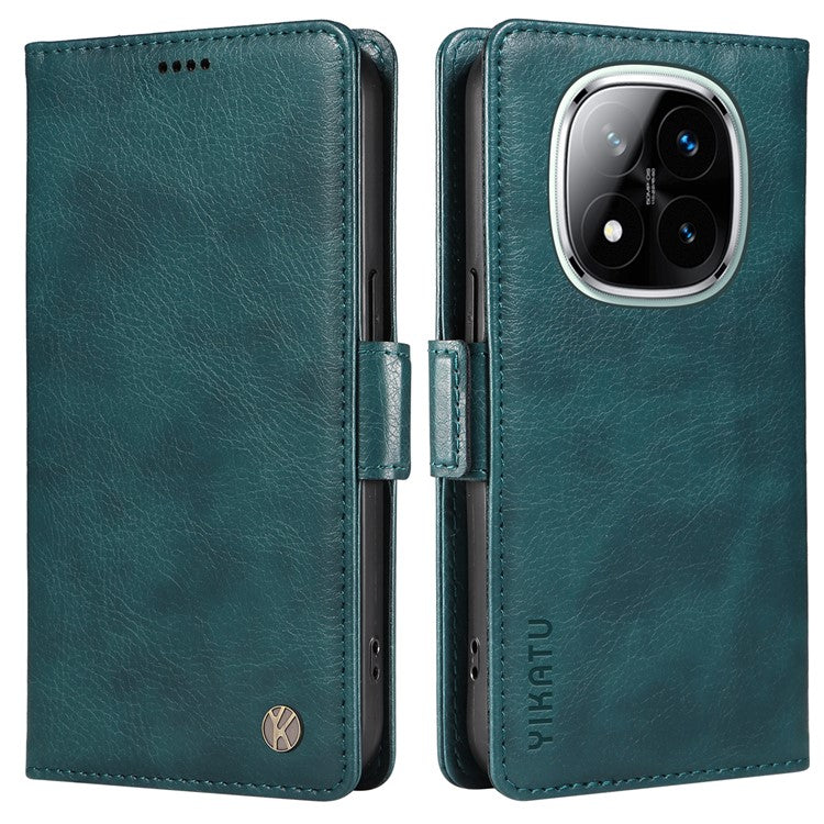 YIKATU YK-007 For Xiaomi Redmi Note 14 5G Case Side Buckle PU Leather Phone Cover Litchi Texture - Blue