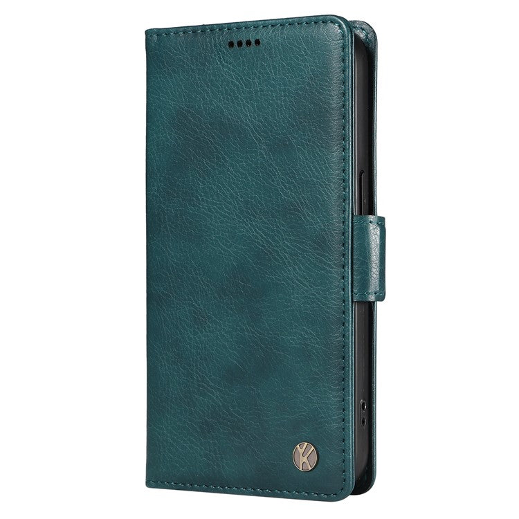 YIKATU YK-007 For Xiaomi Redmi Note 14 5G Case Side Buckle PU Leather Phone Cover Litchi Texture - Blue