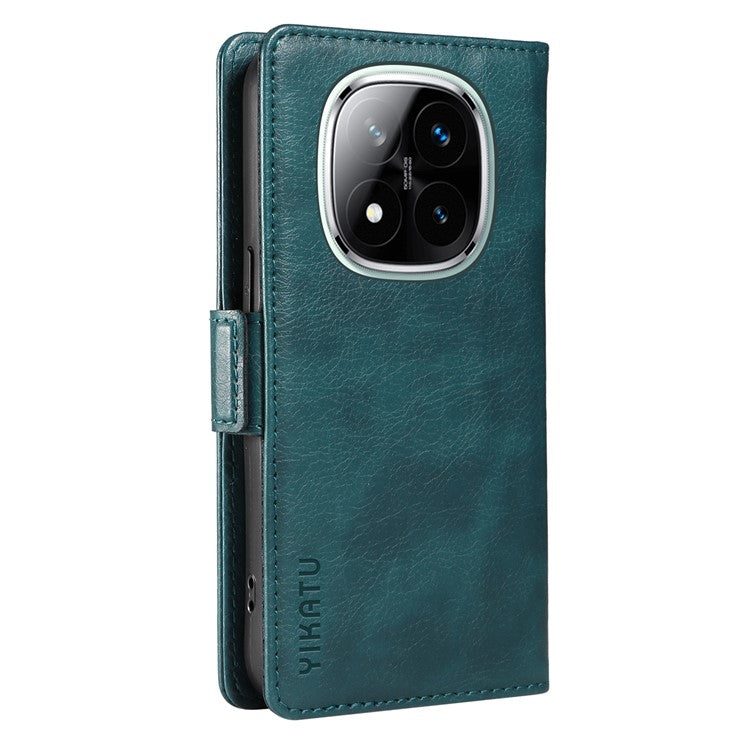 YIKATU YK-007 For Xiaomi Redmi Note 14 5G Case Side Buckle PU Leather Phone Cover Litchi Texture - Blue