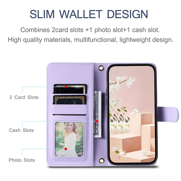 Leather Case for Xiaomi Poco C75 4G / Redmi 14R 5G / 14C 4G Wallet Rhombus Grid Phone Cover - Purple